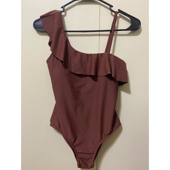 Shein: Plain Ruffle Trim One Piece Swimsuit - Picture 1 of 1